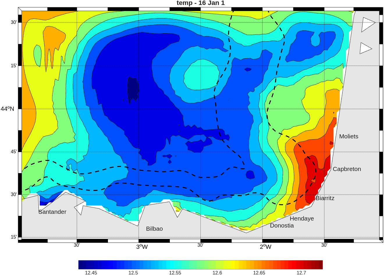 Carte de SST en hiver